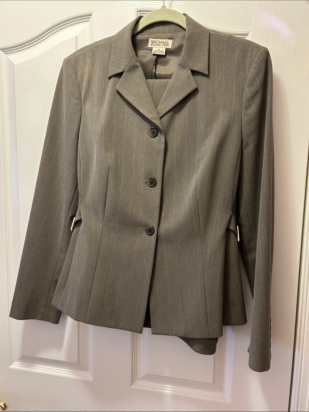 Michael Kors Women's Taupe Pinstripe Pant Suit